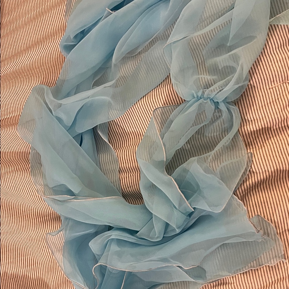 Aqua V-Neck Maxi Dress with Floral Waist Accent - Picture 9 of 11